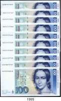 P A P I E R G E L D,BUNDESREPUBLIK DEUTSCHLAND 100 Deutsche Mark 2.1.1989. AU...S(9) und AU...L.. Ros. BRD-38.a. LOT 10 Scheine.