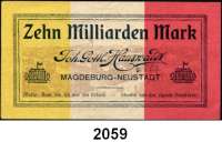 P A P I E R G E L D - N O T G E L D,Sachsen-Anhalt Magdeburg Joh. Gottl. Hauswaldt, Magdeburg Neustadt. 10 Milliarden Mark o.D. Keller 3415.b.