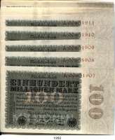 P A P I E R G E L D,Weimarer Republik  100 Millionen Mark 22.8.1923.  LOT 49 Scheine.  Fortlaufende Nummern zwischen L00651907 und L00651958.