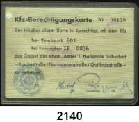 P A P I E R G E L D,Dokumente Ausstattung für den Kontrolldienst nach der Übernahme am ehemaligen Amt für Nationale Sicherheit der DDR in der Ruschestr.. KfZ-Berechtigungskarte für das Befahren des Geländes.