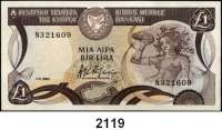 P A P I E R G E L D,AUSLÄNDISCHES PAPIERGELD Zypern 1 Pfund 1.11.1982. Pick 50.