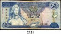 P A P I E R G E L D,AUSLÄNDISCHES  PAPIERGELD Zypern 20 Pfund 1.3.1993.  Pick 56 b.