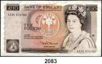 P A P I E R G E L D,AUSLÄNDISCHES PAPIERGELD Großbritannien 10 Pfund o.D.(1980-1984). Pick 379 b.