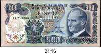 P A P I E R G E L D,AUSLÄNDISCHES PAPIERGELD Türkei 500 Lira 1970(1.9.1971). Pick 190 d.