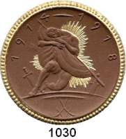 P O R Z E L L A N M Ü N Z E N,SPENDENMÜNZEN VON VERBÄNDEN UND VEREINEN Dresden 10 Mark 1921 braun, Rand und Strahlenbündel gold.  Infanterie-Regiment Nr. 177.