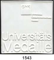 MEDAILLEN AUS PORZELLAN,Andere Hersteller Sonstige Hersteller Weiße Plakette o.J. Universität Gesamthochschule Kassel.  Universitäts-Medaille.  80 x 80 mm.