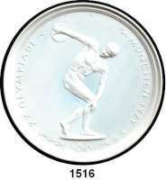 MEDAILLEN AUS PORZELLAN,Andere Hersteller Kaiser Einseitige weiße Plakette 1972.  Auf die olympischen Spiele in München.  Diskuswerfer des Myron.  194 mm.