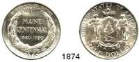 AUSLÄNDISCHE MÜNZEN,U S A  Gedenk Half Dollar 1920.  100 Jahre Bundesstaat Maine.  Schön 151.  KM 146.