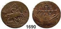 AUSLÄNDISCHE MÜNZEN,Russland Peter III. 1762 2 Kopeken 1762.  10,16 g.  Bitkin 34.   Craig. 42.