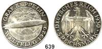 R E I C H S M Ü N Z E N,Weimarer Republik  5 Reichsmark 1930 A.  Jaeger 343.  Zeppelin.