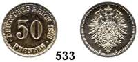 R E I C H S M Ü N Z E N,Kleinmünzen  50 Pfennig 1876 A.  Jaeger 7.