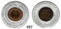 Notmünzen; Marken und Zeichen,0 Worms (Hessen) Glückspfennig der Sparkasse in Worms.  1 Reichspfennig 1934 A in Aluminiumring eingelegt.  33 mm.