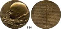 M E D A I L L E N,Städte Lidice Bronzemedaille o.J. (Marie Uchytilova). Zur Erinnerung an die ermordeten Kinder unter 16 Jahre. Kinderkopf. / Kreuz und die Namen der Kinder. 60 mm. 89,44 g.