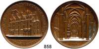 M E D A I L L E N,Städte Hamburg Bronzemedaille 1849 (Wilkens). Auf die Einweihung der Kirche St. Petri. Außenansicht. / Innenansicht der Kirche. Gaed. 2091. 44 mm. 58,43 g. Mit Randgravur :