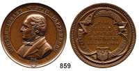 M E D A I L L E N,Städte Hamburg Bronzemedaille 1864 (Lorenz). Gesellschaft für Hamburgische Geschichte. Andenken an den Geschichtsforscher Doktor Johann Martin Lappenberg anläßlich seines 25jährigen Dienstjubiläums. Brb. n. l. / Schrift in mit Band umwundenem Dreipaß mit aufgelegtem Hamburger Wappen. Gaed. 2127. 42,5 mm. 34,64 g.