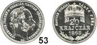 Österreich - Ungarn,Habsburg - Lothringen Franz Josef I. 1848 - 1916 20 Krajczar 1868 KB, Kremnitz.  Off. Neuprägung.  Vgl. Frühwald 1801.