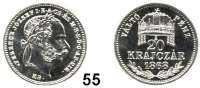 Österreich - Ungarn,Habsburg - Lothringen Franz Josef I. 1848 - 1916 20 Krajczar 1868 KB, Kremnitz.  Off. Neuprägung.  Vgl. Frühwald 1804.