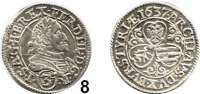 Römisch Deutsches Reich,Haus Habsburg Ferdinand II. 1619 - 1637 3 Kreuzer 1637, Graz.  1,83 g.  Herinek 1099.