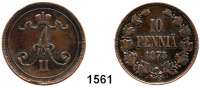 AUSLÄNDISCHE MÜNZEN,Finnland Alexander II. von Rußland 1855 - 1881 10 Penniä 1875.  Kahnt/Schön 3.  KM 5.2.