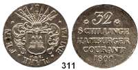 Deutsche Münzen und Medaillen,Hamburg, Stadt Französisch 1806 - 1814 32 Schilling 1809 HSK.  Kahnt 189.  AKS 13.  Jg. 39 a.