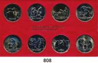 Deutsche Demokratische Republik,K U R S S Ä T Z E  Schadowfries-Satz. 2x 1983 und 6x 1984  Mzz. A.  8 Kupfer-Nickel-Medaillen.  Im Originalrahmen (rot) 