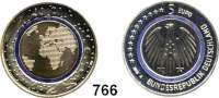 B U N D E S R E P U B L I K,E U R O - P R Ä G U N G E N  5 Euro 2016 A, D(3), F(2) und J.  (Bi-Metall mit Polymerring).  Planet Erde. LOT. 7 Stück.