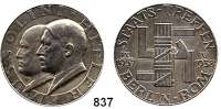 M E D A I L L E N,Personen Hitler, Adolf Silbermedaille 1938 (Franz Beyer ). Auf das Staatstreffen Hitlers mit Mussolini. Büsten nach links. / Liktorenbündel vor Hakenkreuz. Rand: C 835 PR. MÜNZE BERLIN. 36 mm. 24,75 g. Colbert-Hyder C-110.