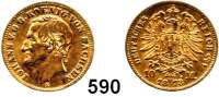 R E I C H S M Ü N Z E N,Sachsen, Königreich Johann 1854 - 1873 10 Mark 1873.  Jaeger 257.