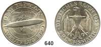 R E I C H S M Ü N Z E N,Weimarer Republik  5 Reichsmark 1930 A.  Jaeger 343.  Zeppelin.