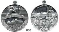 M E D A I L L E N,Schützen Frankfurt am Main Aluminiummedaille mit angeprägter Öse 1912. 12. Deutsches Bundes- und Goldenes Jubiläums-Schiessen. 39,2 mm. 6,92 g. Steulmann 8.