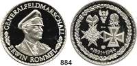 M E D A I L L E N,Weltkrieg  Silbermedaille 1981 (999).  Auf den Oberbefehlshaber des Deutschen Afrika-Korps Generalfeldmarschall Erwin Rommel.  40,1 mm.  30,81 g.