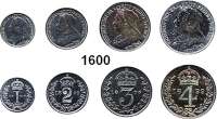 AUSLÄNDISCHE MÜNZEN,Großbritannien Viktoria 1837 - 1901 Maundy-Set 1899.  1, 2, 3 und 4 Pence.  Seaby 3943.  Kahnt/Schön 139.  KM MDS 155.  SATZ. 4 Stück.  Im Originaletui.