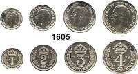 AUSLÄNDISCHE MÜNZEN,Großbritannien Georg V. 1910 - 1936 Maundy-Set 1933.  1, 2, 3 und 4 Pence.  Seaby 4043.  Schön 300 bis 303.  KM MDS 191.  SATZ. 4 Stück.  Im Originaletui.