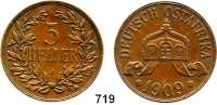 Besetzte Gebiete  -  Kolonien  -  Danzig,Deutsch - Ostafrika  5 Heller 1909 J.  Jaeger 717.