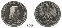 B U N D E S R E P U B L I K,  5 Mark 1955 F      Schiller.