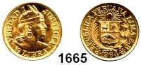 AUSLÄNDISCHE MÜNZEN,Peru Republik seit 1822 1/2 Libra 1964.  (3,66g fein).  Schön 15.  KM 209.  Fb. 74.  GOLD