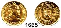 AUSLÄNDISCHE MÜNZEN,Peru Republik seit 1822 1/2 Libra 1964.  (3,66g fein).  Schön 15.  KM 209.  Fb. 74.  GOLD.
