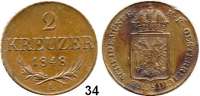 Österreich - Ungarn,Habsburg - Lothringen Revolution 1848 - 1849 2 Kreuzer 1848 A, Wien.  Frühwald 1071.  Jl. 261.  Herinek 381.  KM 2188.