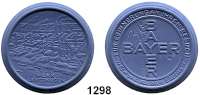 MEDAILLEN AUS PORZELLAN,Staatliche Porzellan-Manufaktur MEISSEN Leverkusen o.J.(1932) blau.  Erinnerungs-Medaille II.  Farbprobe mit Ritznummer 3 b.