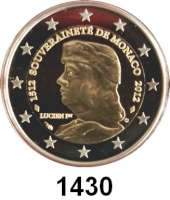 AUSLÄNDISCHE MÜNZEN,E U R O  -  P R Ä G U N G E N Monaco 2 Euro 2012.  500. Jahrestag der Unabhängigkeit Monacos.  Schön 81.  KM 199.  Im Originaletui mit Zertifikat.