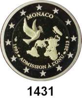 AUSLÄNDISCHE MÜNZEN,E U R O  -  P R Ä G U N G E N Monaco 2 Euro 2013.  20 Jahre UN-Mitgliedschaft.  KM 200.  Im Originaletui mit Zertifikat.
