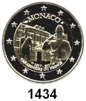 AUSLÄNDISCHE MÜNZEN,E U R O  -  P R Ä G U N G E N Monaco 2 Euro 2017.  200 Jahre Fürstliche Karabinierskompanie.  Im Originaletui mit Zertifikat.