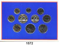 AUSLÄNDISCHE MÜNZEN,Frankreich 5. Republik seit 1958 Kurssatz 1995 (10 Werte).  1 Centime bis 20 Francs.  KM MS 10.
