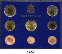 AUSLÄNDISCHE MÜNZEN,E U R O  -  P R Ä G U N G E N Vatikan Kurssatz 2002 (8 Werte).  Cent bis 2 Euro 2002.  KM MS 108.