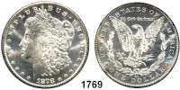 AUSLÄNDISCHE MÜNZEN,U S A  Morgan Dollar 1878 CC, Carson City.  Kahnt/Schön 78.  KM 110.  Im Plastikrahmen (ANACS MS 64).  Im Etui.