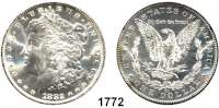 AUSLÄNDISCHE MÜNZEN,U S A  Morgan Dollar 1882 CC, Carson City.  Kahnt/Schön 78.  KM 110.  Im Plastikrahmen (NGC MS 65).  Im Etui mit Zertifikat.