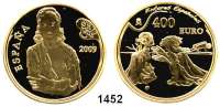 AUSLÄNDISCHE MÜNZEN,E U R O  -  P R Ä G U N G E N Spanien 400 Euro 2009.  (27g fein).  Porträgemälde 