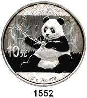 AUSLÄNDISCHE MÜNZEN,China Volksrepublik seit 1949 10 Yuan 2017.  Panda mit Zweig.