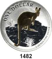 AUSLÄNDISCHE MÜNZEN,Australien Elisabeth II. seit 1952 1 Dollar 2010.  (Silberunze, Motivteile vergoldet).  Känguru.  Schön 1674.  KM 1758.