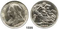 AUSLÄNDISCHE MÜNZEN,Großbritannien Viktoria 1837 - 1901 Crown 1896/LX.  Spink 3937.  Kahnt/Schön 145.  KM 783.